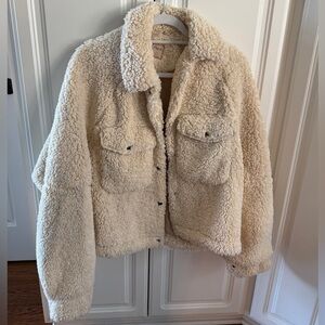 We the free. Fleece coat. Like new. Work once.